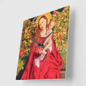 MADONNA VAN DE ROOS BOWER, PINK FUCHSIA PARELTJES, VIERKANTE KLOK (Hoek)