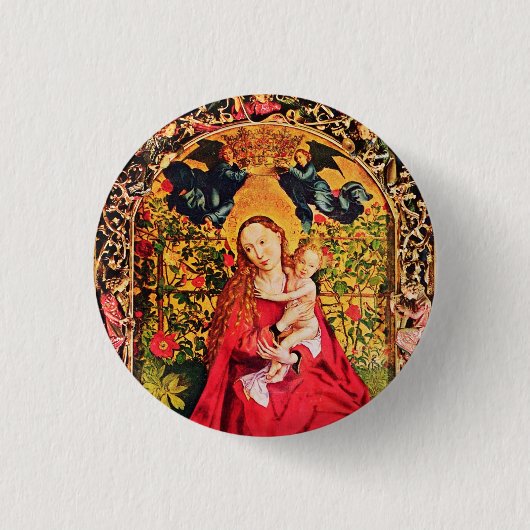 MADONNA VAN DE ROOS BOWER RONDE BUTTON 3,2 CM (Voorkant)