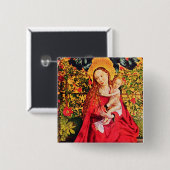 MADONNA VAN DE ROOS BOWER VIERKANTE BUTTON 5,1 CM (Voorkant /achterkant)