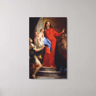 Madonna van de Rosary (olie op canvas) Canvas Afdruk