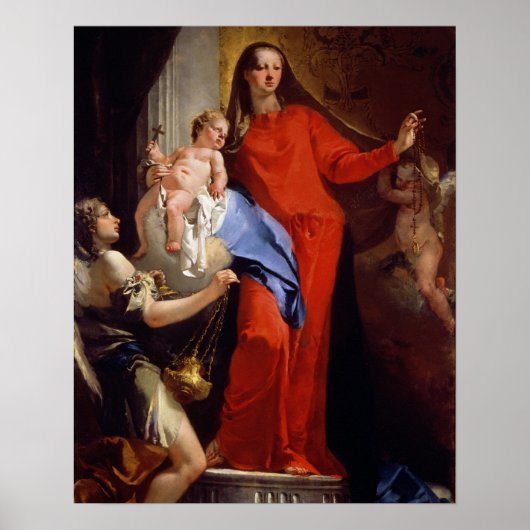 Madonna van de Rosary (olie op canvas) Poster (Voorkant)