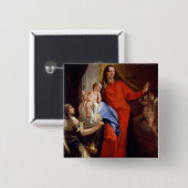 Madonna van de Rosary (olie op canvas) Vierkante Button 5,1 Cm (Voorkant /achterkant)