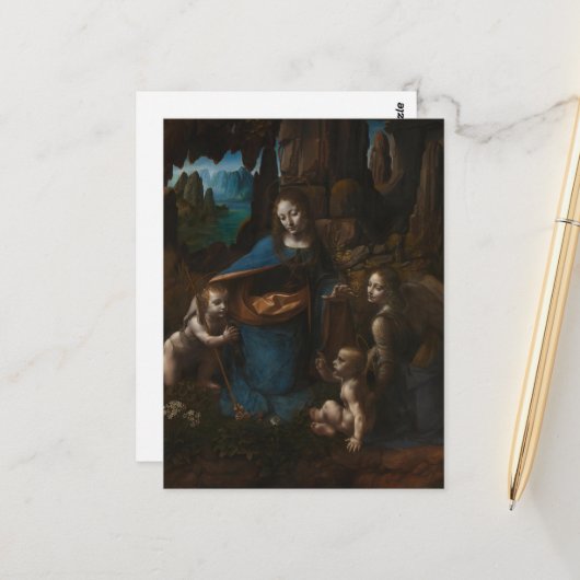 Madonna van de rotsen, Maagd Maria, Jezus, Johanne Briefkaart (Voorkant / Achterkant in situ)