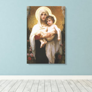 Madonna van de Rozen door Bouguereau Canvas Afdruk