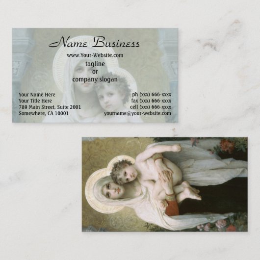 Madonna van de Rozen door William-Adolphe Bouguere Visitekaartje (Voorkant / Achterkant)
