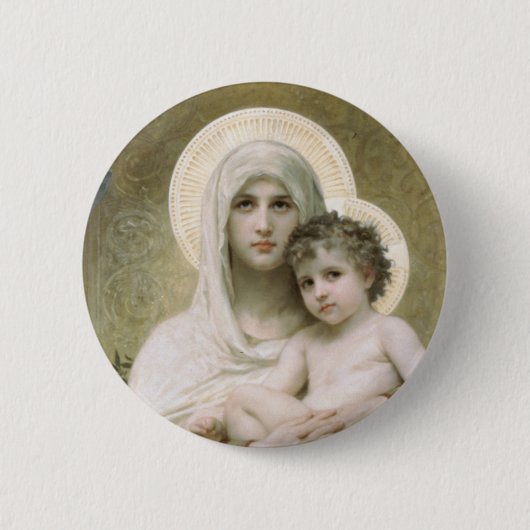 Madonna van de Rozen Ronde Button 5,7 Cm (Voorkant)