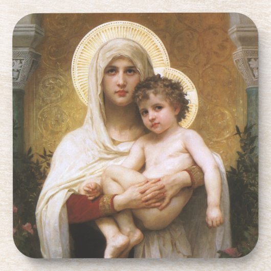 Madonna van de Rozen van Bouguereau Bier Onderzetter (Voorkant)