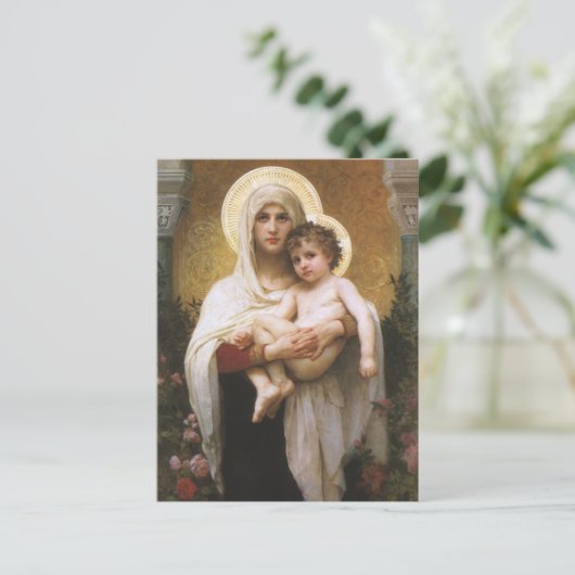 Madonna van de Rozen van Bouguereau Briefkaart (Staand voorkant)