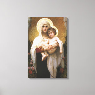 Madonna van de Rozen van Bouguereau Canvas Afdruk
