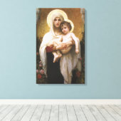 Madonna van de Rozen van Bouguereau Canvas Afdruk (Insitu (Houten vloer))