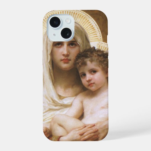 Madonna van de Rozen van Bouguereau iPhone 15 Case (Achterkant)