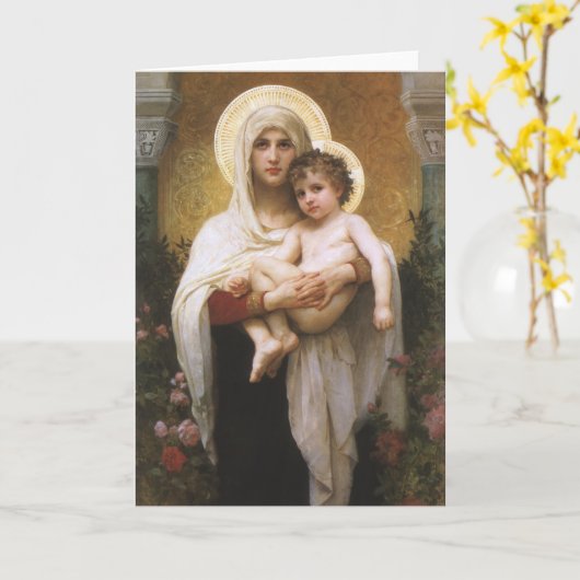 Madonna van de Rozen van Bouguereau Kaart (Gele Bloem)