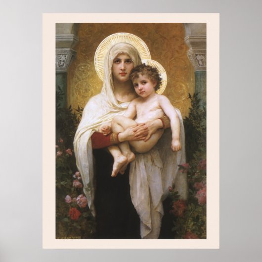 Madonna van de Rozen van Bouguereau Poster (Voorkant)