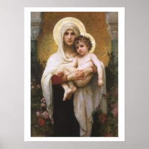 Madonna van de Rozen van Bouguereau Poster