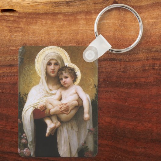 Madonna van de Rozen van Bouguereau Sleutelhanger (Achterkant)