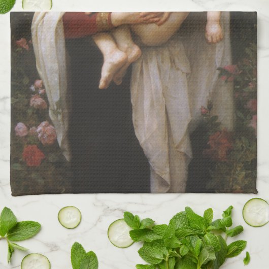Madonna van de Rozen van Bouguereau Theedoek (Gevouwen)