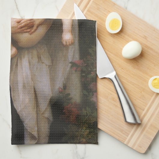 Madonna van de Rozen van Bouguereau Theedoek (Quarter Fold)