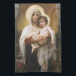 Madonna van de Rozen van Bouguereau Theedoek<br><div class="desc">Madonna van de Rozen (1903) van Bouguereau is een schilderij van een Victoriaans realistische kunstschilderij, een kunstschilderij van de kerk. Een religieus portret van de Madonna en het kind met Mary Magdalene die de baby baby Jezus Christus vasthoudt met gouden halo's en omringd door rozen. Over de kunstenaar: William-Adolphe Bouguereau...</div>