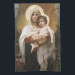 Madonna van de Rozen van Bouguereau Theedoek<br><div class="desc">Madonna van de Rozen (1903) van Bouguereau is een schilderij van een Victoriaans realistische kunstschilderij, een kunstschilderij van de kerk. Een religieus portret van de Madonna en het kind met Mary Magdalene die de baby baby Jezus Christus vasthoudt met gouden halo's en omringd door rozen. Over de kunstenaar: William-Adolphe Bouguereau...</div>