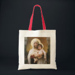 Madonna van de Rozen van Bouguereau Tote Bag<br><div class="desc">Madonna van de Rozen (1903) van Bouguereau is een schilderij van een Victoriaans realistische kunstschilderij, een kunstschilderij van de kerk. Een religieus portret van de Madonna en het kind met Mary Magdalene die de baby baby Jezus Christus vasthoudt met gouden halo's en omringd door rozen. Over de kunstenaar: William-Adolphe Bouguereau...</div>