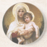 Madonna van de Rozen van Bouguereau Zandsteen Onderzetter<br><div class="desc">Madonna van de Rozen (1903) van Bouguereau is een schilderij van een Victoriaans realistische kunstschilderij, een kunstschilderij van de kerk. Een religieus portret van de Madonna en het kind met Mary Magdalene die de baby baby Jezus Christus vasthoudt met gouden halo's en omringd door rozen. Over de kunstenaar: William-Adolphe Bouguereau...</div>