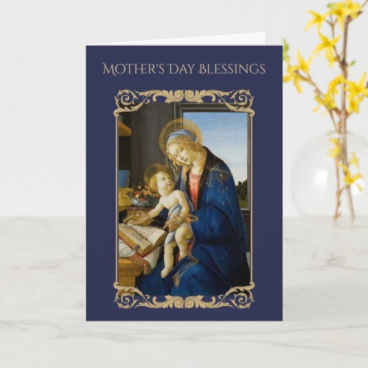 Madonna van het Boek door Botticelli Religious Kaart (Gele Bloem)