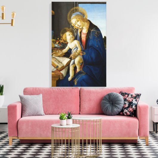 Madonna van het Boek van Botticelli Canvas Afdruk (Insitu (Woonkamer))