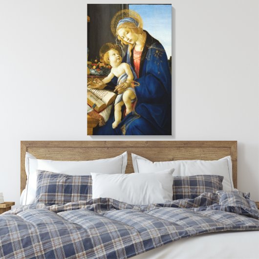 Madonna van het Boek van Botticelli Canvas Afdruk (Insitu (Slaapkamer))