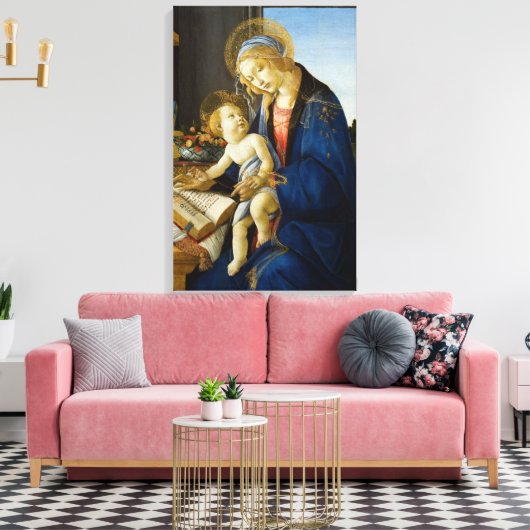 Madonna van het Boek van Botticelli Canvas Afdruk (Insitu (Woonkamer))