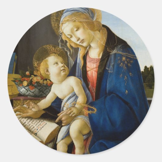 Madonna van het Boek van Botticelli Ronde Sticker (Voorkant)