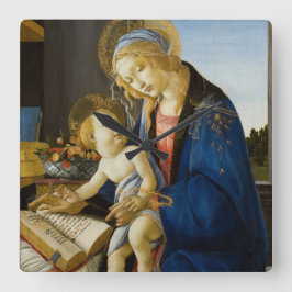 Madonna van het Boek van Botticelli Vierkante Klok