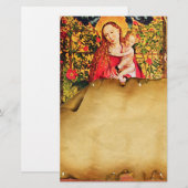 MADONNA VAN HET ROOS BOWER ANTIEK PERKAMENT BRIEFPAPIER (Voorkant / Achterkant)