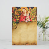 MADONNA VAN HET ROOS BOWER ANTIEK PERKAMENT BRIEFPAPIER (Staand voorkant)