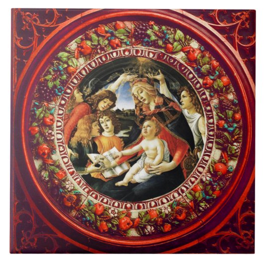 Madonna van Magnificat door Botticelli Round Tegeltje (Voorkant)