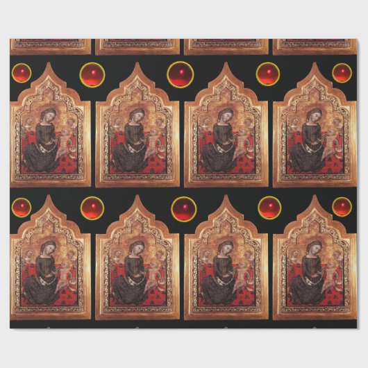 MADONNA VAN MENSELIJKHEID / Rode Ruby met kerstmis Cadeaupapier (Vlak)