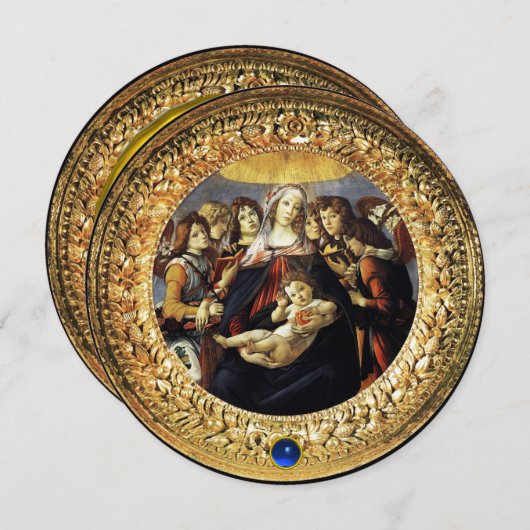 Madonna van Pomegranate-kerstblauw-saffiergeem Kaart (Voorkant / Achterkant)