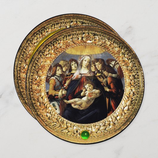 Madonna van Pomegranate kerstparty Green Gem Kaart (Voorkant / Achterkant)