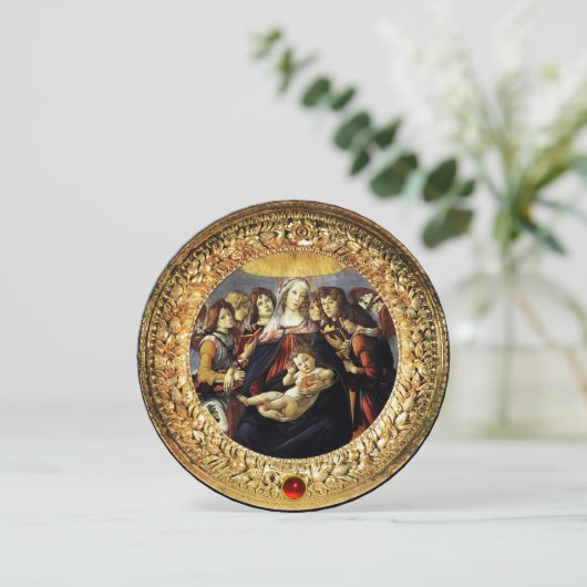 Madonna van Pomegranate-kerstrood-roodbruin Gem Kaart (Staand voorkant)