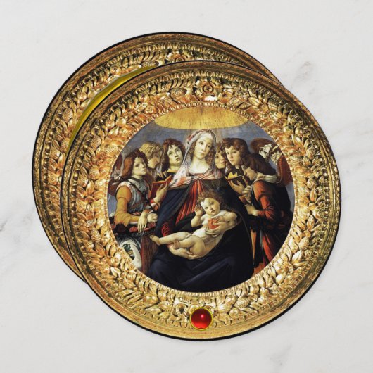 Madonna van Pomegranate-kerstrood-roodbruin Gem Kaart (Voorkant / Achterkant)