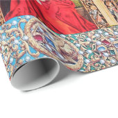 MADONNA VAN ROOS BOWER RED BLUE GEMSTONES, PEARLS CADEAUPAPIER (Rol Hoek)