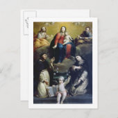 Madonna van Rosary met SS Dominic, Catheri Briefkaart (Voorkant / Achterkant)