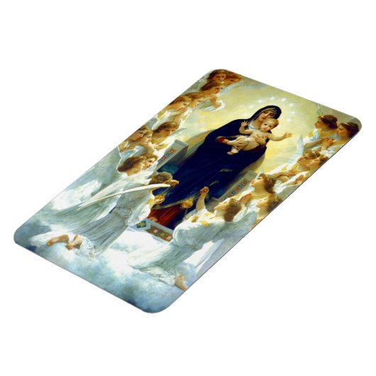 Madonna van W. Bouguereau. Fine Art kerstcadeau Magneet (Linkerzijde)