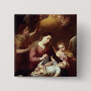 Madonna Vierkante Button 5,1 Cm
