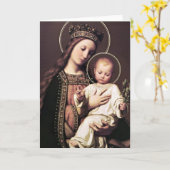 Madonna Virgin Mary en Child Jesus Kaart (Gele Bloem)