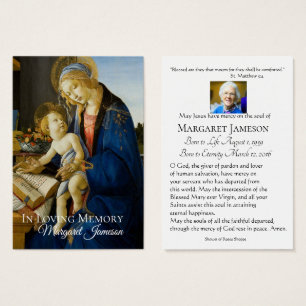 Madonna Virgin Mary Funeral Memorial Heilige Kaart