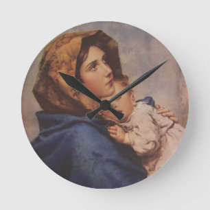 Madonna Virgin Moeder Mary met slapende Jezus Ronde Klok