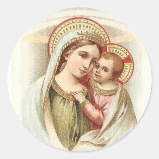 Madonna zegende Maria met Baby Jesus Ronde Sticker (Voorkant)