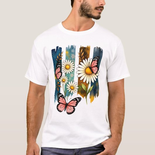 Madonnavlinders op Geschilderde Strepen T-shirt (Voorkant)
