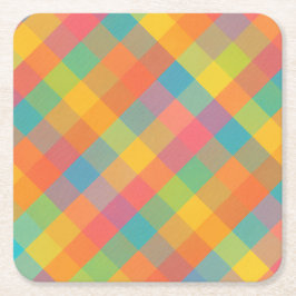 Madras Breeze – Diagonaal geplakt papier Onderzett Kartonnen Onderzetters