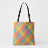 Madras Breeze - Diagonaal Plaid Dagelijkse Canvas  Tote Bag (Voorkant)